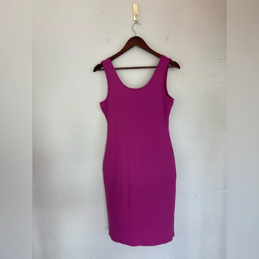 SUNRO Pink Dress Sleeveless Tight Ribbed Vacation Summer Bodycon Cups Sexy Large
